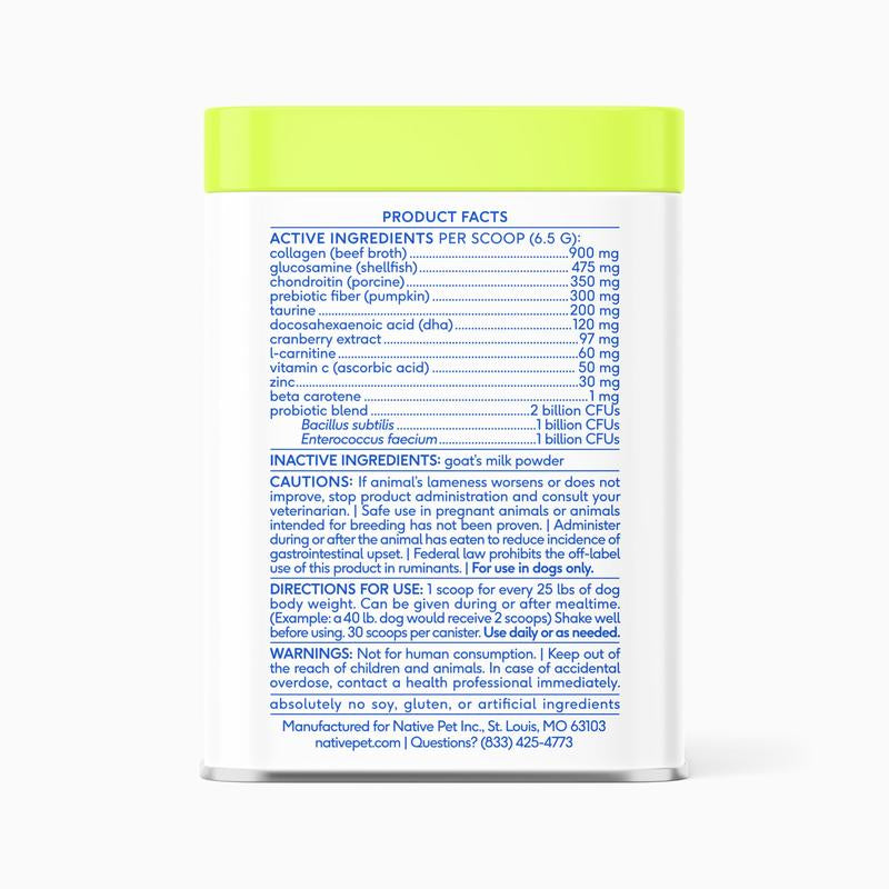 Native Pet the Daily 11-In-1 Supplement Powder for Whole Body Support for Dogs