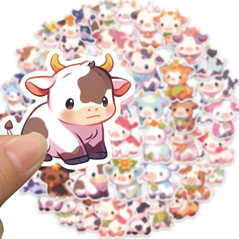 Cartoon Cute Calf Series Sticker, 50Pcs Waterproof Sticker, Decals for Wall Water Bottle Skateboard Helmet Car Bike Luggage Laptop