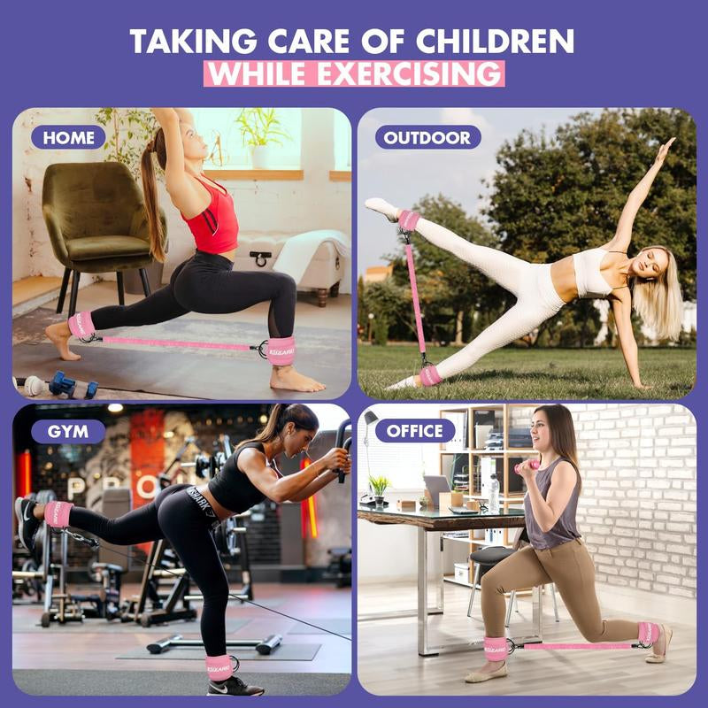 Ankle Resistance Bands with Cuffs - Ankle Bands for Working Out, Glutes Workout Equipment, Perfect for Home Gym Fitness Equipment for Women