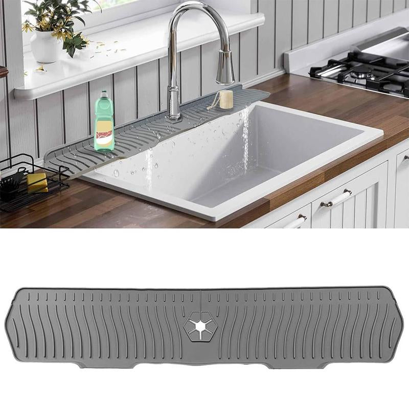 Silicone Sink Splash Guard, 1 Count Longer Sink Mat for Kitchen Bathroom, Kitchen Faucet Mat, Sink Faucet Mat, Splash Guard, Drip Protector Splash