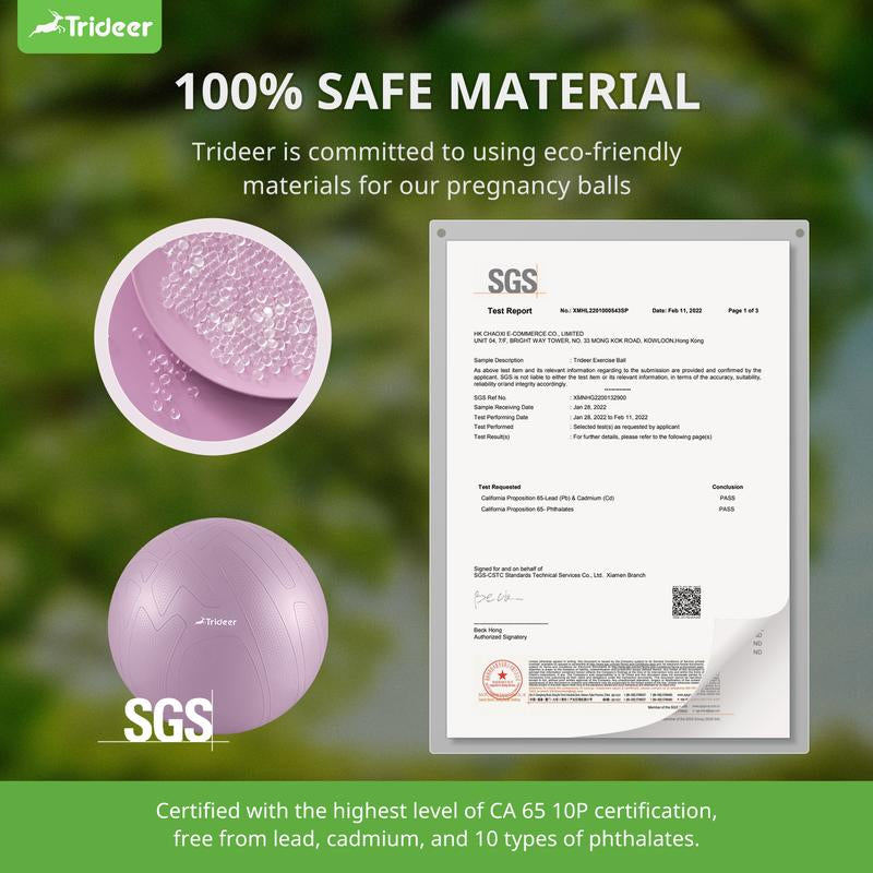 Trideer Pregnancy Ball Birthing Ball, 1.7Mm Extra Thick Yoga Ball for Maternity, Labor Birth, Exercise, Physio, Recovery Guide & Baby Memory Book Included, 440LB Anti-Burst & Non-Slip Stability Ball