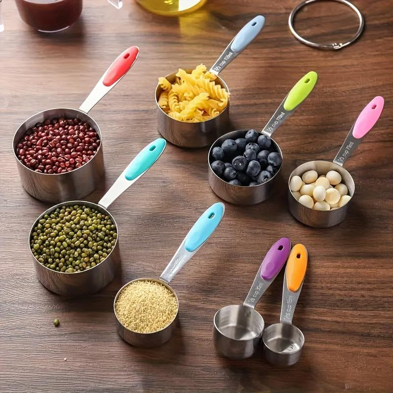 Measuring Cups & Spoons Set, Stainless Steel Measuring Cup & Measuring Spoon, Utensils for Kitchen, Kitchen Gadgets