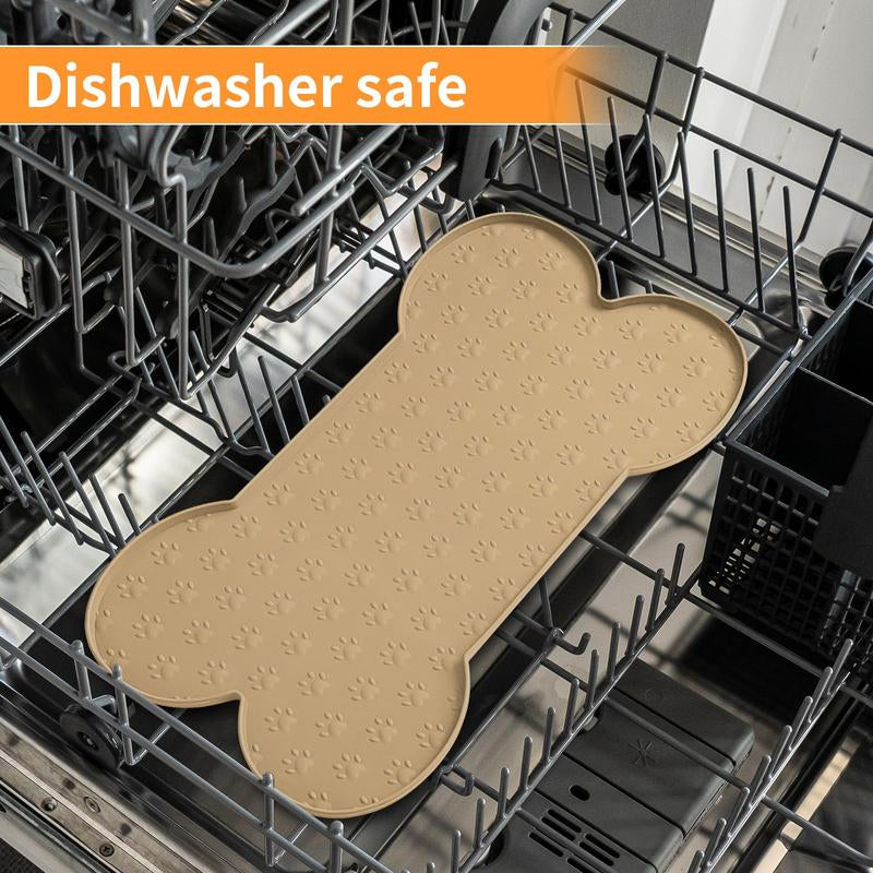 Dog Food Mat Anti-Slip Silicone Dog Bowl Mat Thicker Pet Placemat Waterproof Cat Feeder Pad with Raised Edge Puppy Kitten Feeding Mats Suitable Small Medium-Sized Dogs Cats Eating Tray