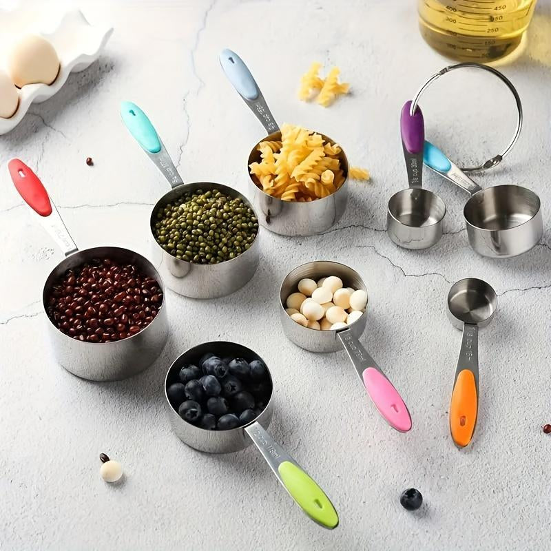 Measuring Cups & Spoons Set, Stainless Steel Measuring Cup & Measuring Spoon, Utensils for Kitchen, Kitchen Gadgets