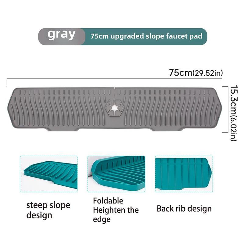 Silicone Sink Splash Guard, 1 Count Longer Sink Mat for Kitchen Bathroom, Kitchen Faucet Mat, Sink Faucet Mat, Splash Guard, Drip Protector Splash