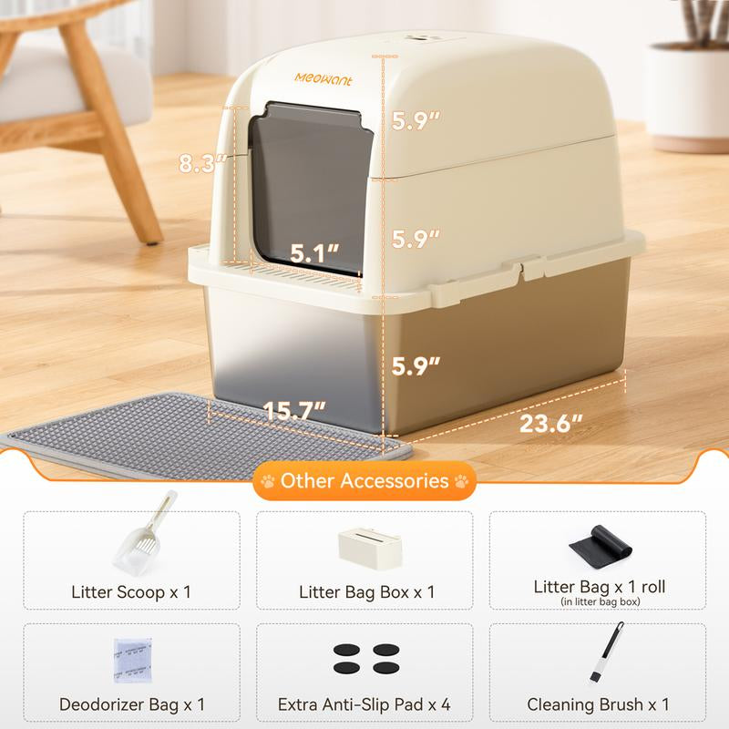 Meowant LB02 Stainless Steel Cat Litter Box - Extra Large 3-In-1 Detachable Design, Odor-Free, 81L Capacity, Non-Stick, Scratch-Resistant, Rust-Free