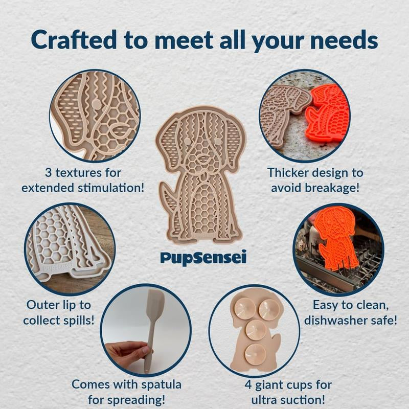 Lick Mat for Dogs, Ultra Suction Multi-Surface Stress Relief, Slow Feeding, Dog Training and Dog Enrichment Toys, Set of 2