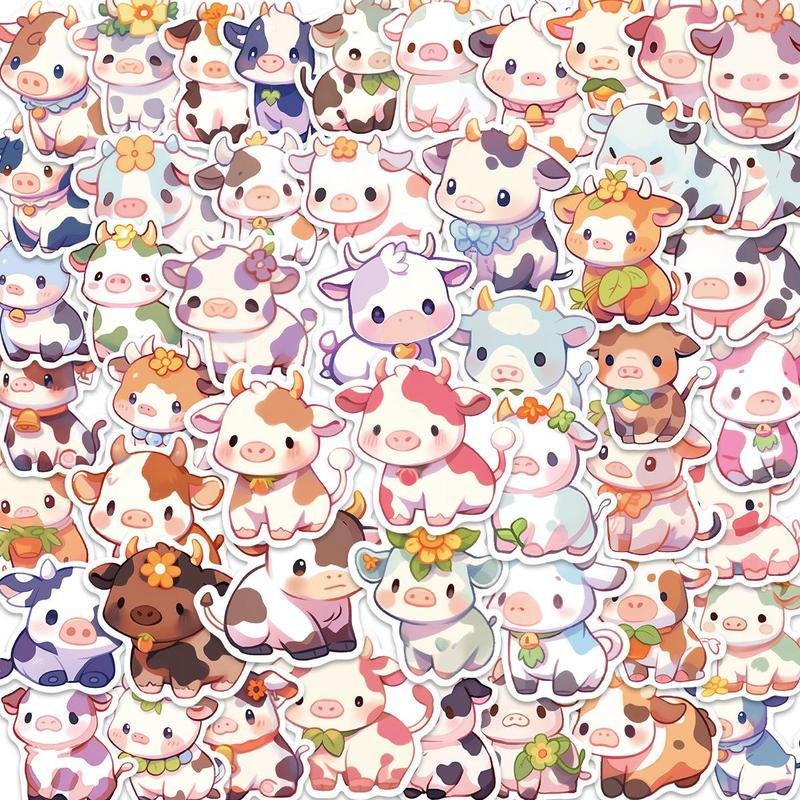 Cartoon Cute Calf Series Sticker, 50Pcs Waterproof Sticker, Decals for Wall Water Bottle Skateboard Helmet Car Bike Luggage Laptop