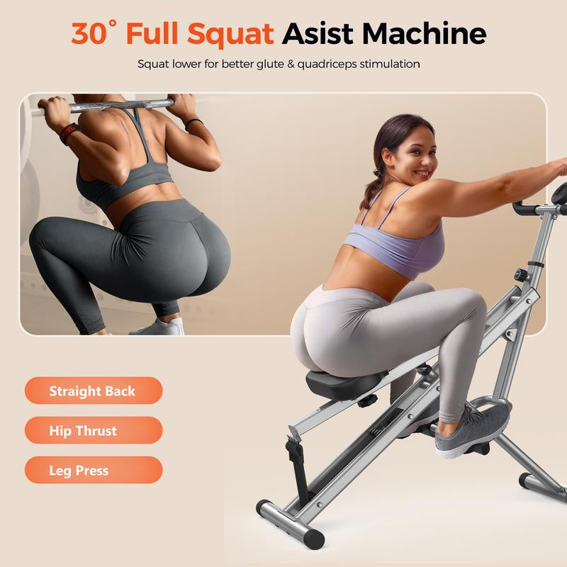 FLYBIRD Squat Machine for Home,Rodeo Core Exercise Machine,330Lbs Foldable,Adjustable 4 Resistance Bands,Ride & Rowing Machine for Botty Glutes Butt Thighs,Ab Back/Leg Press Hip Thrust