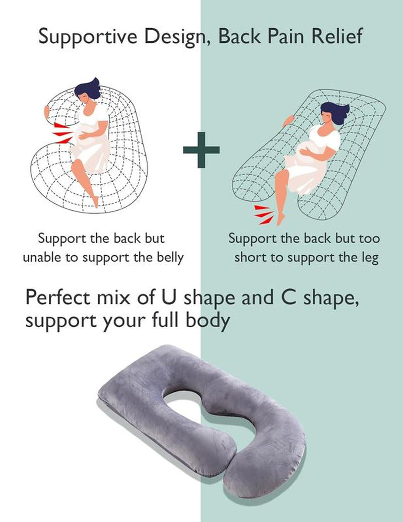 TTZZ Pregnancy Pillows, U-Shape Full Body Pillow, Removable Cooling Cover, Pregnancy Pillows for Sleeping, Body Pillows for Adults, Maternity Pillow and Pregnancy Must Haves