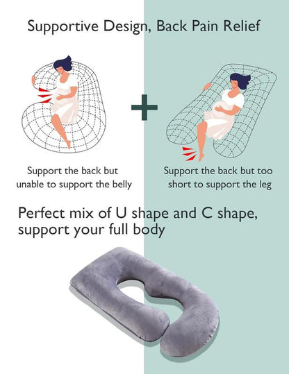 TTZZ Pregnancy Pillows, U-Shape Full Body Pillow, Removable Cooling Cover, Pregnancy Pillows for Sleeping, Body Pillows for Adults, Maternity Pillow and Pregnancy Must Haves