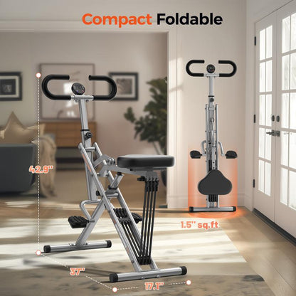 FLYBIRD Squat Machine for Home,Rodeo Core Exercise Machine,330Lbs Foldable,Adjustable 4 Resistance Bands,Ride & Rowing Machine for Botty Glutes Butt Thighs,Ab Back/Leg Press Hip Thrust