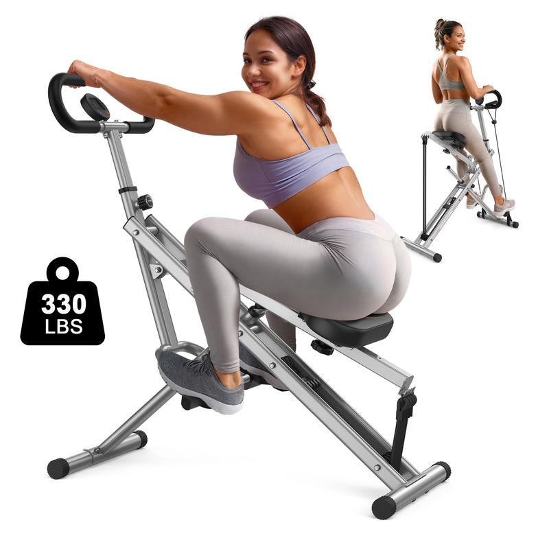 FLYBIRD Squat Machine for Home,Rodeo Core Exercise Machine,330Lbs Foldable,Adjustable 4 Resistance Bands,Ride & Rowing Machine for Botty Glutes Butt Thighs,Ab Back/Leg Press Hip Thrust