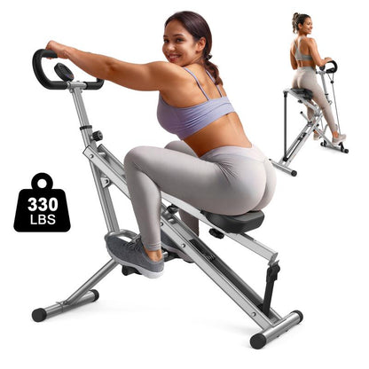 FLYBIRD Squat Machine for Home,Rodeo Core Exercise Machine,330Lbs Foldable,Adjustable 4 Resistance Bands,Ride & Rowing Machine for Botty Glutes Butt Thighs,Ab Back/Leg Press Hip Thrust