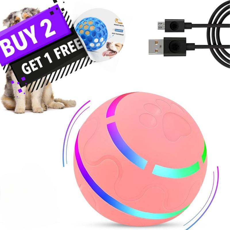 Petbobi Interactive Dog Ball,2 Modes Interactive Dog Toys USB Rechargeable Motion Activated Self Moving Dog Ball Toy Durable Peppy Pet Ball for Small Medium Dog LED Light