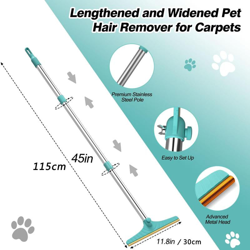 Cat Hair Remover, Adjustable Pet Hair Remover, Pet Cleaning Brush with Hanging Ring, Power Broom, Pet Hair Remover Tool for Carpets Floor Use, Valentine'S Day Gift