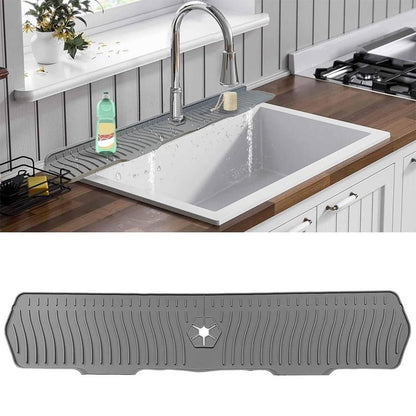 Silicone Sink Splash Guard, 1 Count Longer Sink Mat for Kitchen Bathroom, Kitchen Faucet Mat, Sink Faucet Mat, Splash Guard, Drip Protector Splash