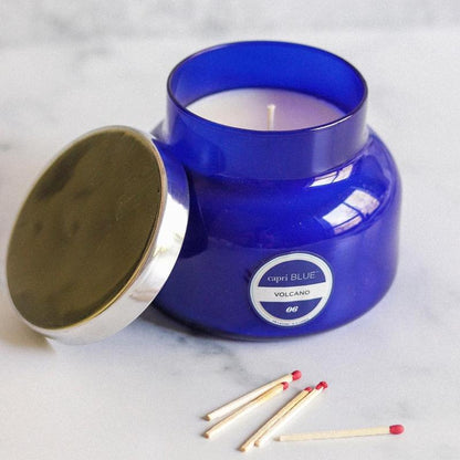 Capri Blue Volcano Scented Candle 19 Oz | Burn Time: up to 85 Hours | Blue Signature Jar Candle - Luxury Aromatherapy Candle - Glass Candle with Soy Wax Blend Holiday Candle Mom Candle Soy Candle Decor Glass