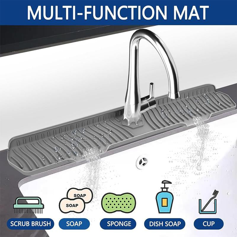 Silicone Sink Splash Guard, 1 Count Longer Sink Mat for Kitchen Bathroom, Kitchen Faucet Mat, Sink Faucet Mat, Splash Guard, Drip Protector Splash