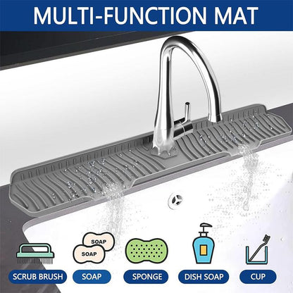 Silicone Sink Splash Guard, 1 Count Longer Sink Mat for Kitchen Bathroom, Kitchen Faucet Mat, Sink Faucet Mat, Splash Guard, Drip Protector Splash