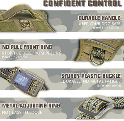 【Deals for Your】Auroth Tactical Dog Harness for Small to Large Dogs , Durable Reflective Dog Harness, Easy to Control, Large Dogs No Pull Adjustable Pet Harness, Dog & Cat Accessories, Pet Supplies