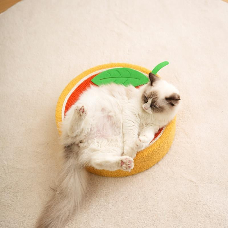 Cat Bed, Cat Scratching Board, Cute Fruit Design Sisal Rope round Cat Scratching Toy, Wear Resistant Scratching Beds Toys Furniture, Pet Supplies