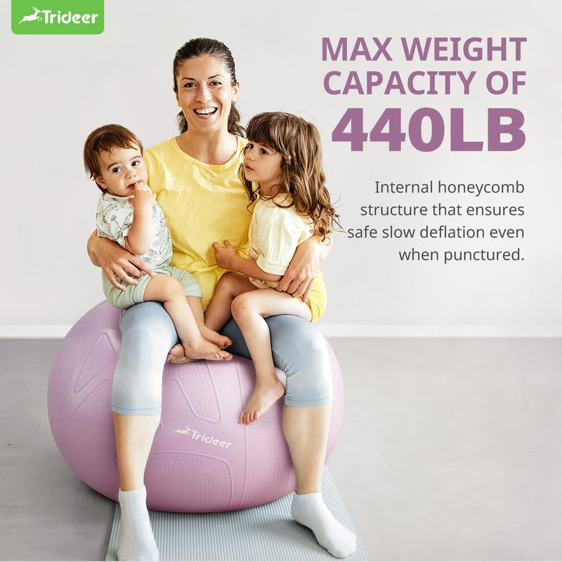 Trideer Pregnancy Ball Birthing Ball, 1.7Mm Extra Thick Yoga Ball for Maternity, Labor Birth, Exercise, Physio, Recovery Guide & Baby Memory Book Included, 440LB Anti-Burst & Non-Slip Stability Ball