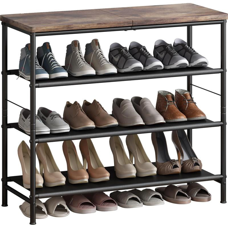 Shoe Rack Organizer 4 Tier 5 Tier 6 Tier Metal Organizer Shelf with Industrial MDF Board and Layer Fabric Garage Blackfriday Paint