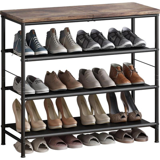 Shoe Rack Organizer 4 Tier 5 Tier 6 Tier Metal Organizer Shelf with Industrial MDF Board and Layer Fabric Garage Blackfriday Paint