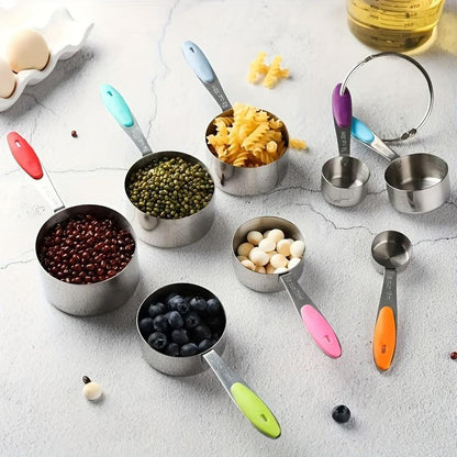 Measuring Cups & Spoons Set, Stainless Steel Measuring Cup & Measuring Spoon, Utensils for Kitchen, Kitchen Gadgets