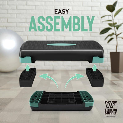 Tone Fitness Adjustable Height Aerobic Stepper Set with 2 Dumbbells & Measuring Tape, Workout Exercise Step Platform W/Level Risers, 3 Colors, the Ultimate Gift for a Joyful Holiday and Merry Christmas