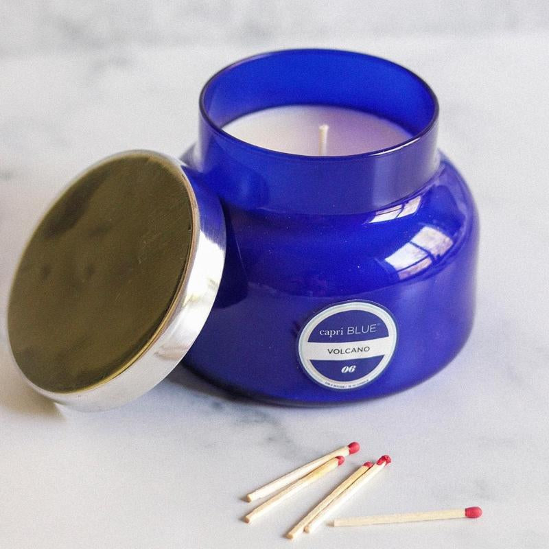 Capri Blue Volcano Scented Candle 19 Oz | Burn Time: up to 85 Hours | Blue Signature Jar Candle - Luxury Aromatherapy Candle - Glass Candle with Soy Wax Blend Holiday Candle Mom Candle Soy Candle Decor Glass