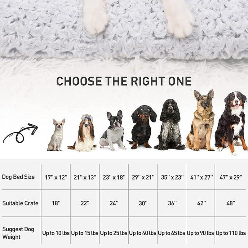 Washable Dog Bed Deluxe Plush Dog Crate Beds Comfy Kennel Pad Anti-Slip Pet Sleeping Mat for Large, Jumbo, Medium, Small Dogs - Gray, 35" X 23"