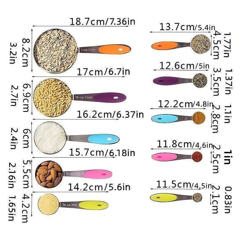 Measuring Cups & Spoons Set, Stainless Steel Measuring Cup & Measuring Spoon, Utensils for Kitchen, Kitchen Gadgets
