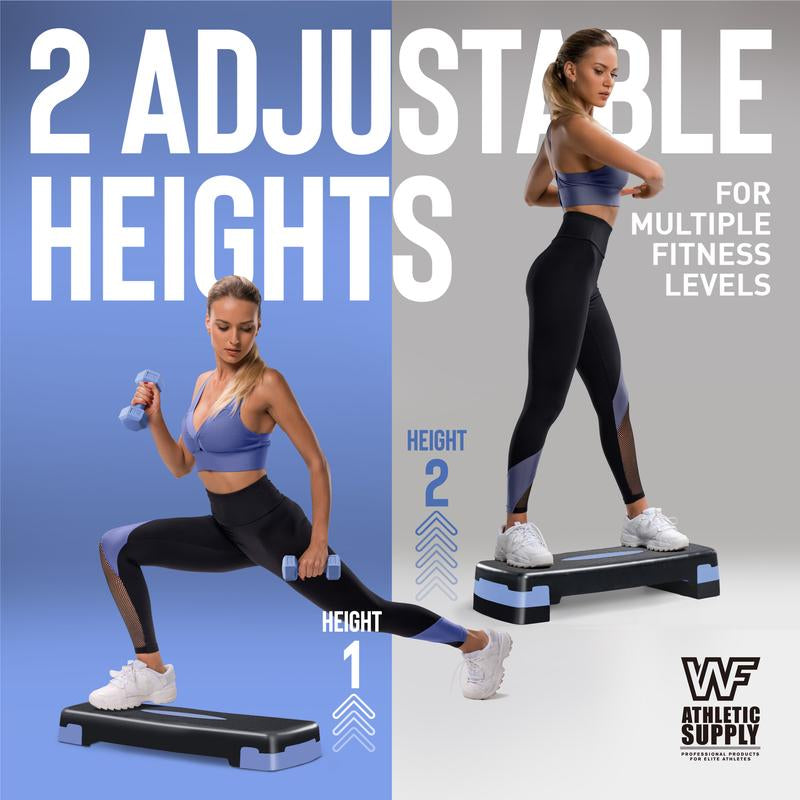 Tone Fitness Adjustable Height Aerobic Stepper Set with 2 Dumbbells & Measuring Tape, Workout Exercise Step Platform W/Level Risers, 3 Colors, the Ultimate Gift for a Joyful Holiday and Merry Christmas