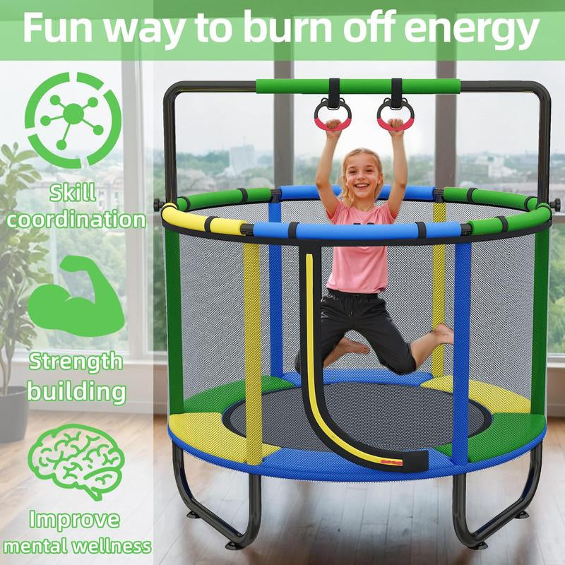SEGMART Mini round Trampoline for Kids with Basketball Hoop, 55'' Indoor Outdoor Toddler Trampoline with Enclosure Net, Swing, Sandbag, Ring, Ocean Balls, Small Trampoline Gift for Boys Girls