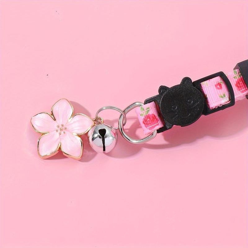Pet Collar with Flower & Bell Pendant, 2 Counts/Set Cute Pet Collar with Adjustable Safety Buckle, Pet Accessories for Small Dogs & Cats, Cat Stuff, Dog Stuff, Christmas, Christmas Gift