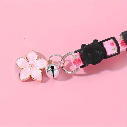 Pet Collar with Flower & Bell Pendant, 2 Counts/Set Cute Pet Collar with Adjustable Safety Buckle, Pet Accessories for Small Dogs & Cats, Cat Stuff, Dog Stuff, Christmas, Christmas Gift
