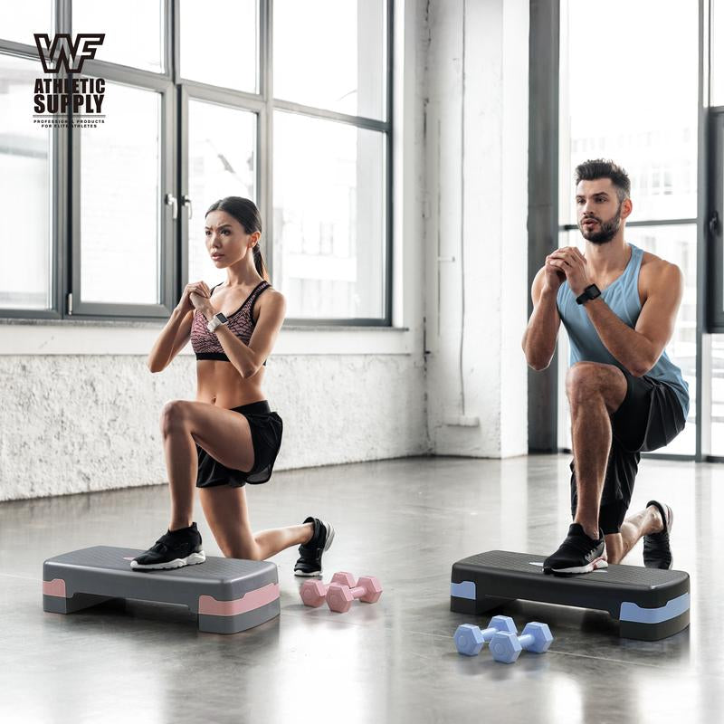Tone Fitness Adjustable Height Aerobic Stepper Set with 2 Dumbbells & Measuring Tape, Workout Exercise Step Platform W/Level Risers, 3 Colors, the Ultimate Gift for a Joyful Holiday and Merry Christmas