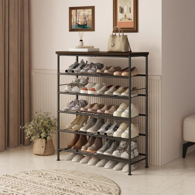 Shoe Rack Organizer 4 Tier 5 Tier 6 Tier Metal Organizer Shelf with Industrial MDF Board and Layer Fabric Garage Blackfriday Paint