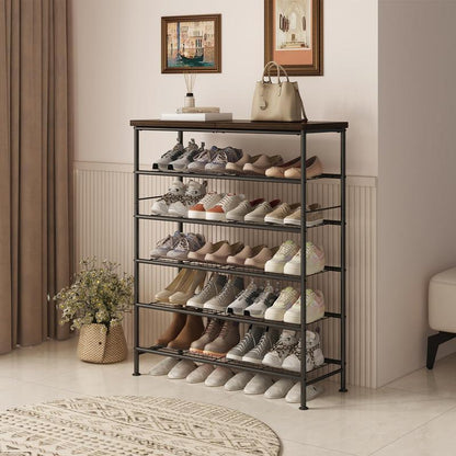 Shoe Rack Organizer 4 Tier 5 Tier 6 Tier Metal Organizer Shelf with Industrial MDF Board and Layer Fabric Garage Blackfriday Paint