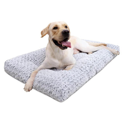 Washable Dog Bed Deluxe Plush Dog Crate Beds Comfy Kennel Pad Anti-Slip Pet Sleeping Mat for Large, Jumbo, Medium, Small Dogs - Gray, 35" X 23"